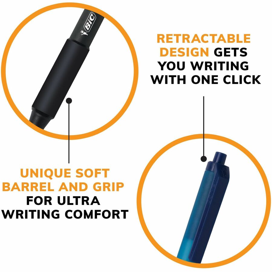 BIC Soft Feel Blue Retractable Ballpoint Pens, Medium Point (1.0 mm), 24-Count Pack, Blue Pens With Soft-Touch Comfort Grip