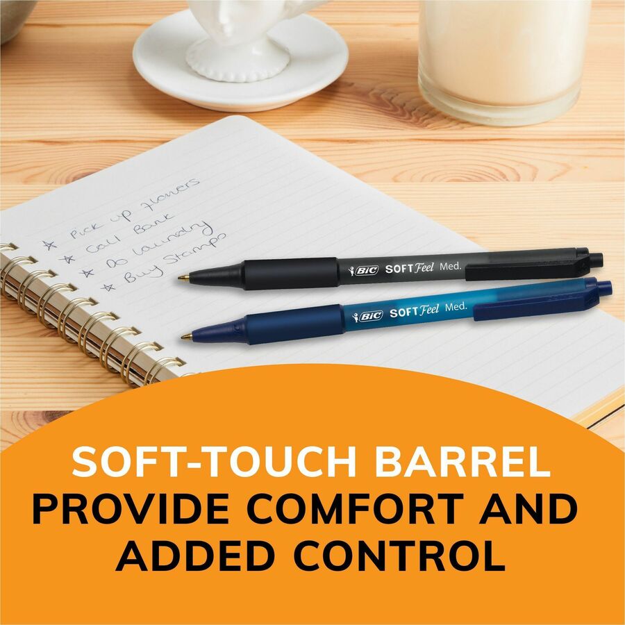 BIC Soft Feel Blue Retractable Ballpoint Pens, Medium Point (1.0 mm), 24-Count Pack, Blue Pens With Soft-Touch Comfort Grip