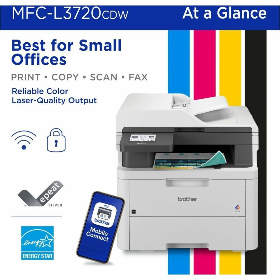 Brother MFC-L3720CDW Wireless LED Multifunction Printer - Color