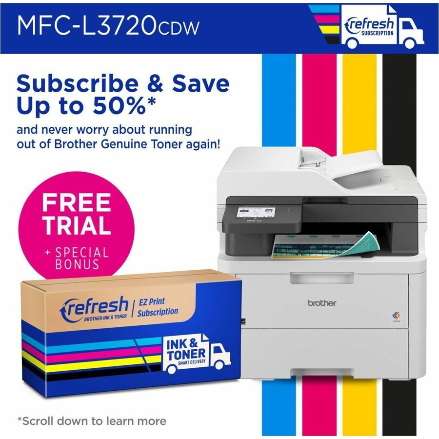 Brother MFC-L3720CDW Wireless LED Multifunction Printer - Color