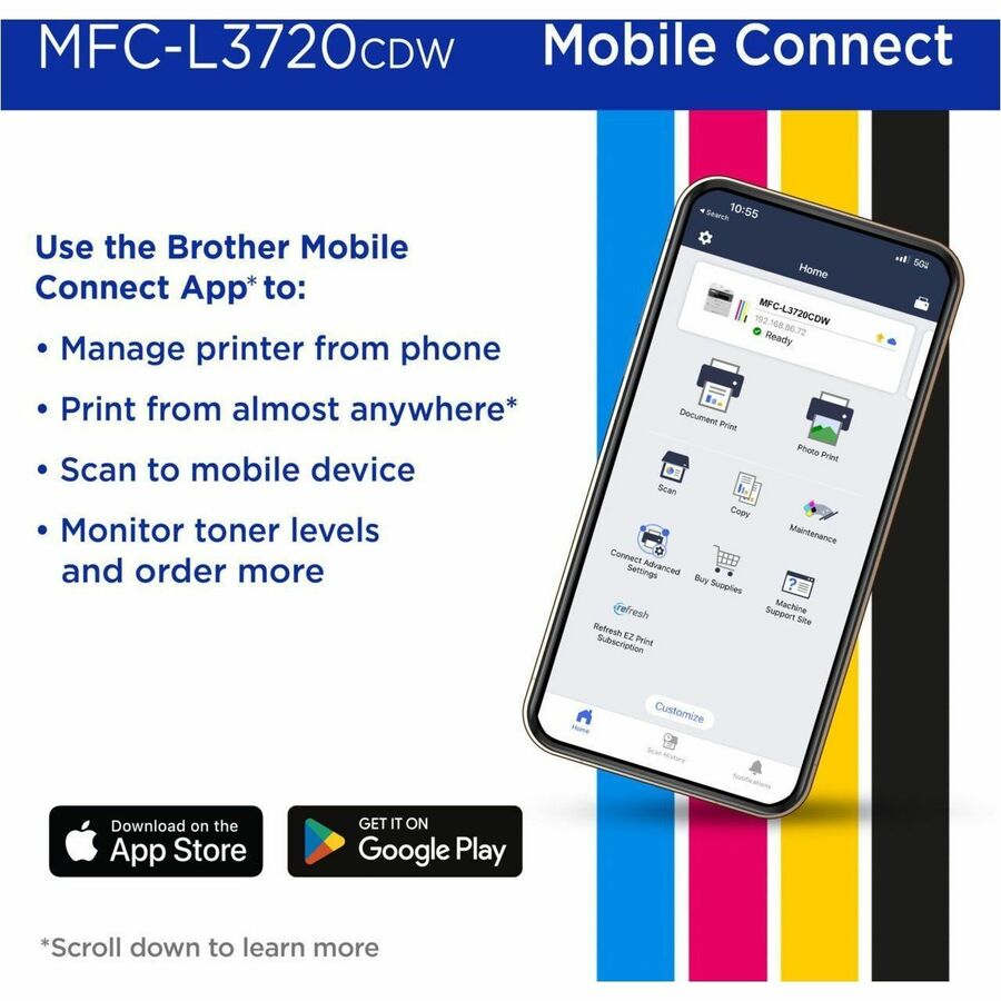 Brother MFC-L3720CDW Wireless LED Multifunction Printer - Color