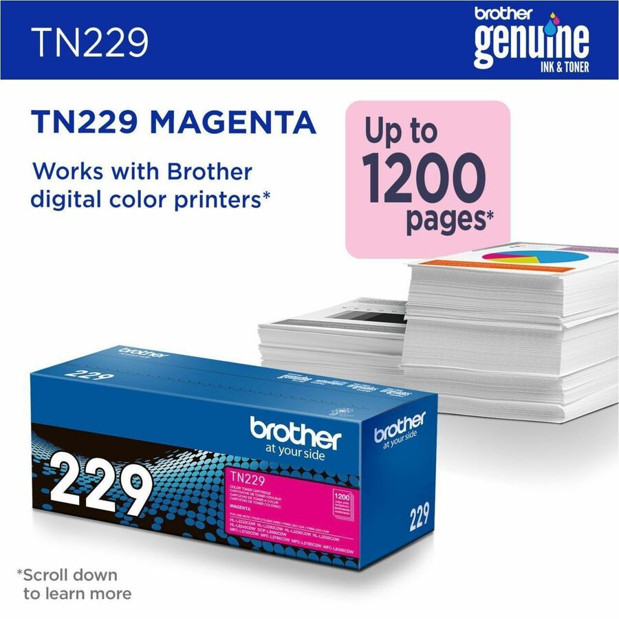 Brother Original Standard Yield Laser Toner Cartridge - Magenta - 1 Each