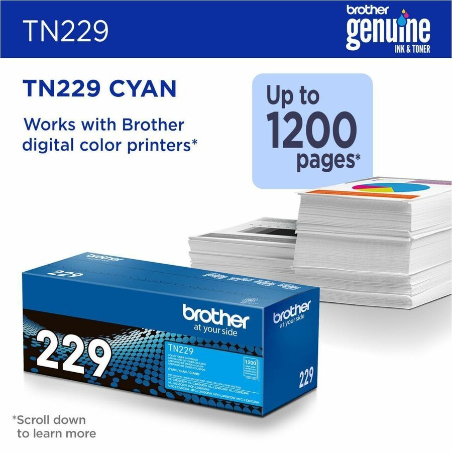 Brother Original Standard Yield Laser Toner Cartridge - Cyan - 1 Each