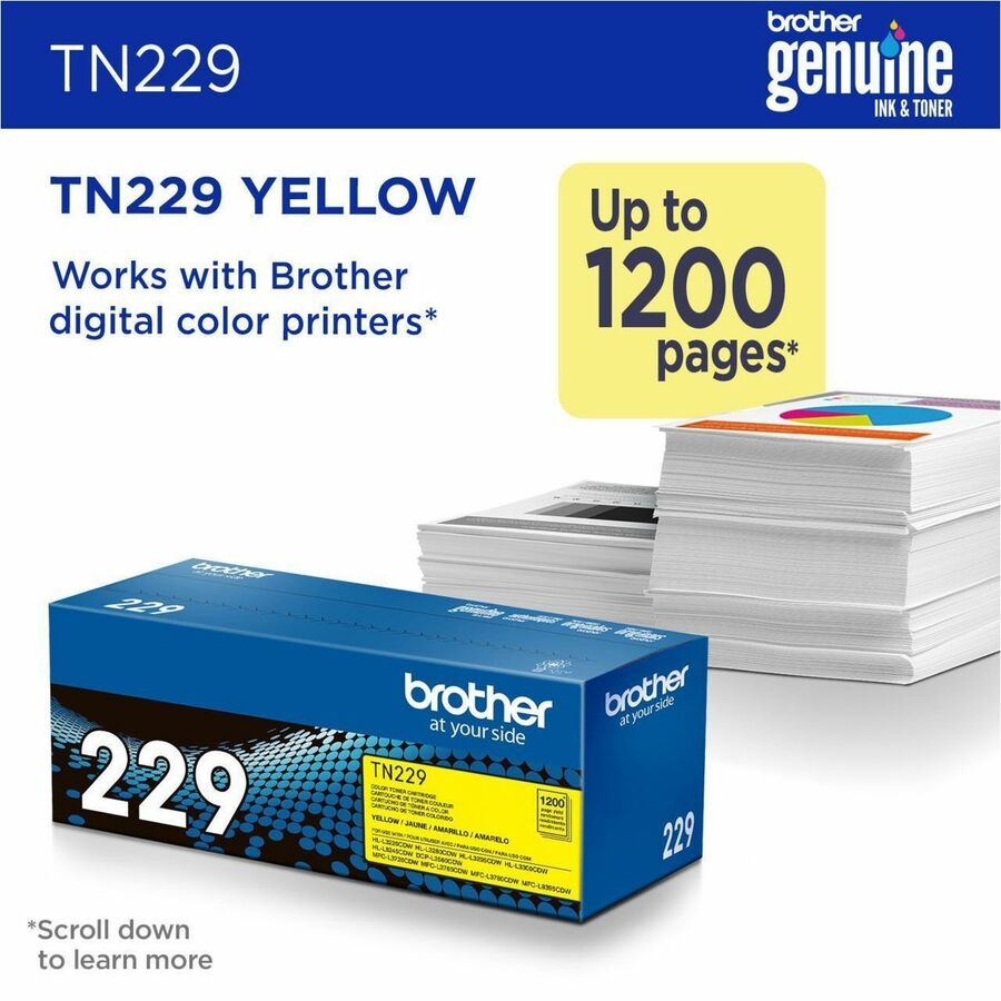 Brother Original Standard Yield Laser Toner Cartridge - Yellow - 1 Each