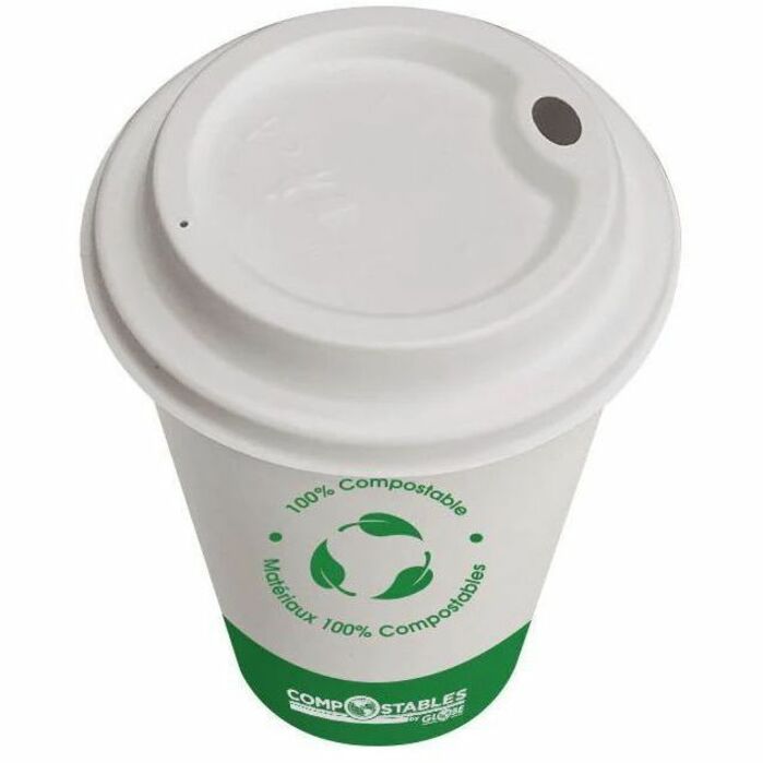 Globe Dome Cup Lids — Fits 8 oz Cups, White, 50/Pack