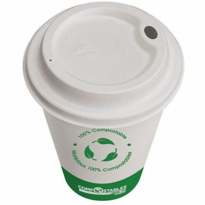 Globe Dome Cup Lids — Fits 10–20 oz Cups, White, 50/Pack
