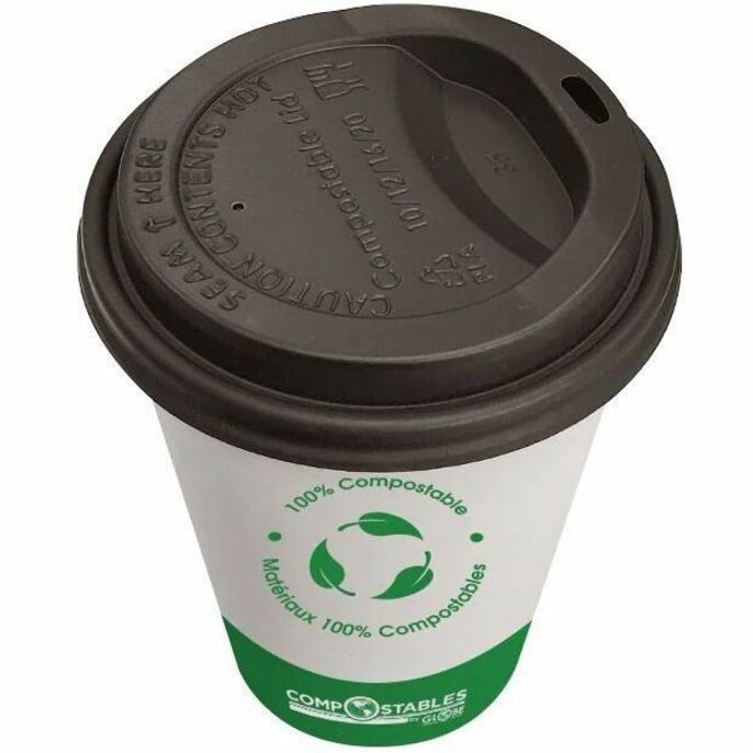 Globe Single-Wall Compostable Paper Cups — 20 oz, White, 50/Pack