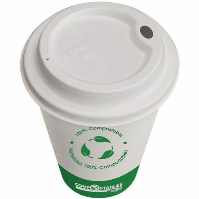 Globe Single-Wall Compostable Paper Cups — 16 oz, White, 50/Pack