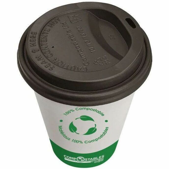 Globe Single-Wall Compostable Paper Cups — 16 oz, White, 50/Pack
