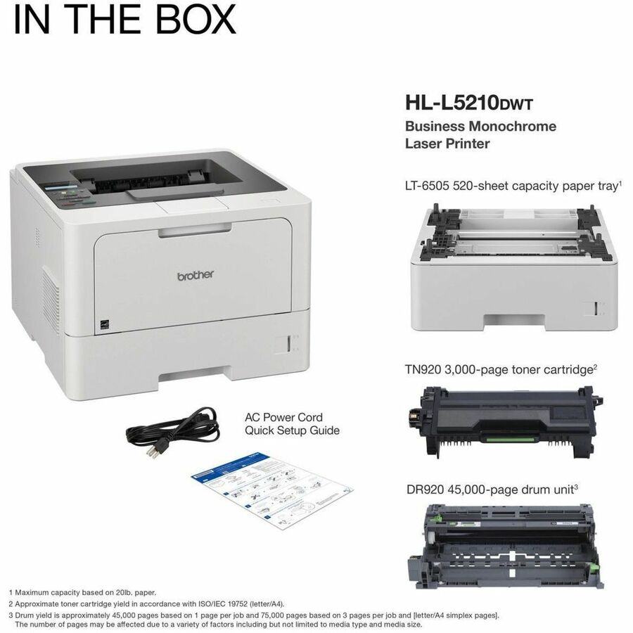 Brother HL-L5210DW Desktop Wireless Laser Printer - Monochrome 1.0mm