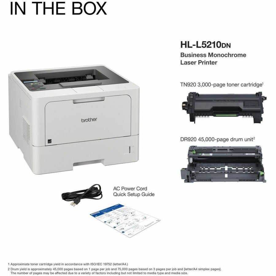 Brother HLL5210DN Desktop Wired Laser Printer - Monochrome
