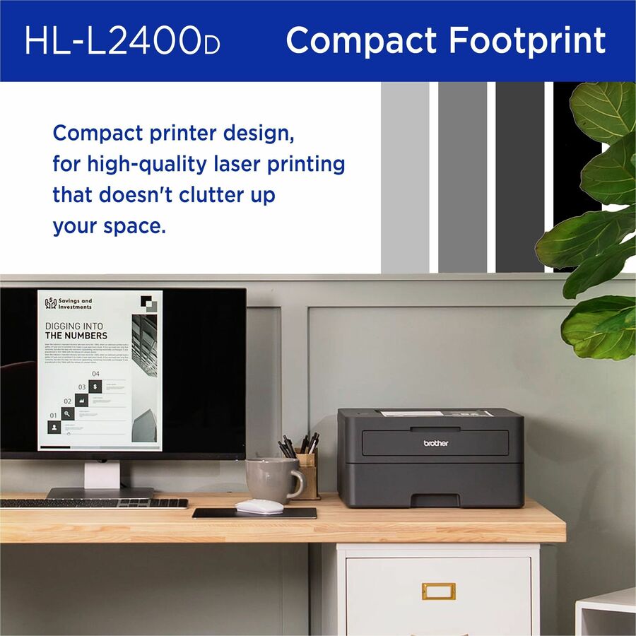 Brother HL-L2400D Desktop Wired Laser Printer - Monochrome