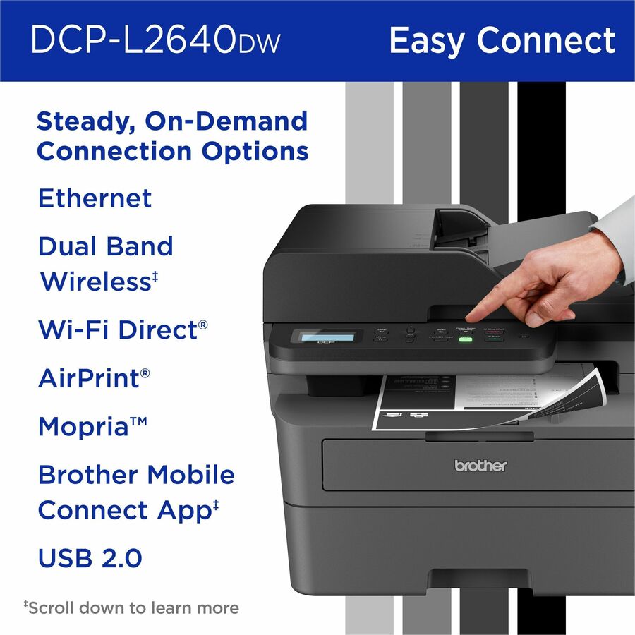 Brother DCP-L2640DW Wireless Laser Multifunction Printer - Monochrome - Gray
