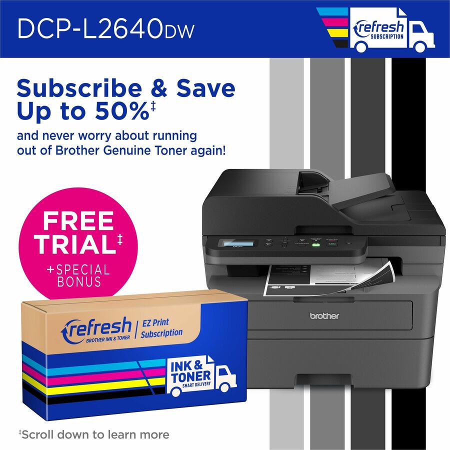 Brother DCP-L2640DW Wireless Laser Multifunction Printer - Monochrome - Gray