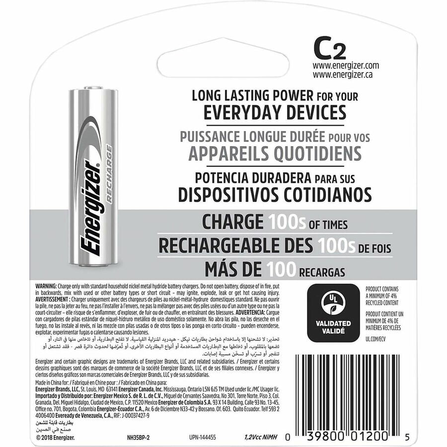 Energizer Recharge Universal Rechargeable C Batteries