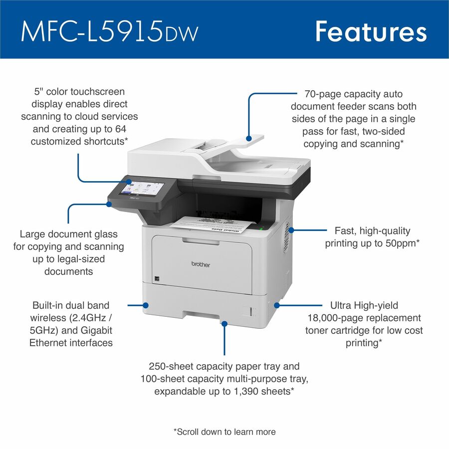 Brother MFCL5915DW Laser Multifunction Printer - Monochrome