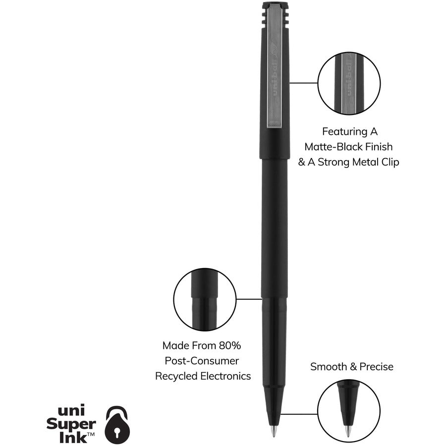 Uniball Roller Rollerball Pen w/ Cap - 0.7mm Fine Black 60101