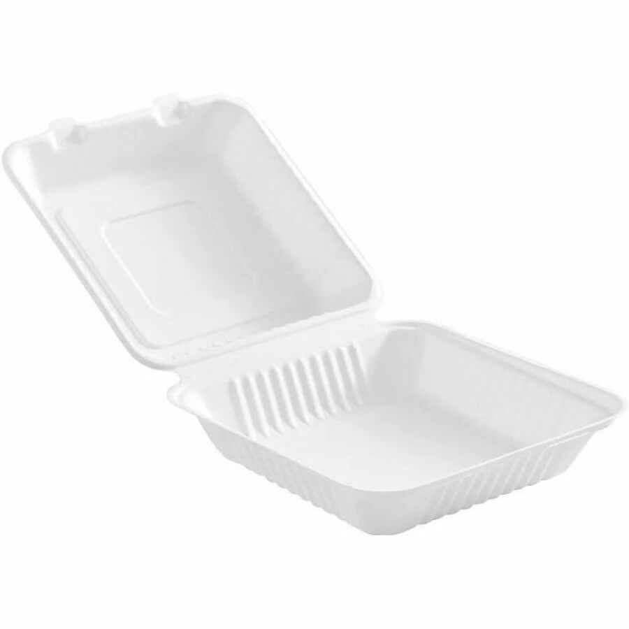 Globe JP903 Sugarcane Fibre Food Containers — Square, White, 200-Pack