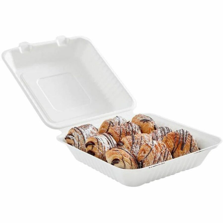Globe JP903 Sugarcane Fibre Food Containers — Square, White, 200-Pack