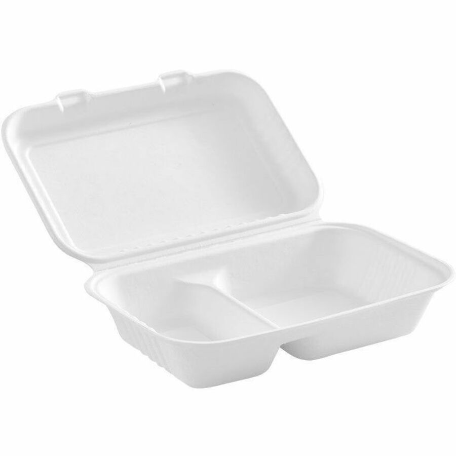 Globe JP905 Sugarcane Fibre Food Containers — Square with Lids, White, 200-Pack