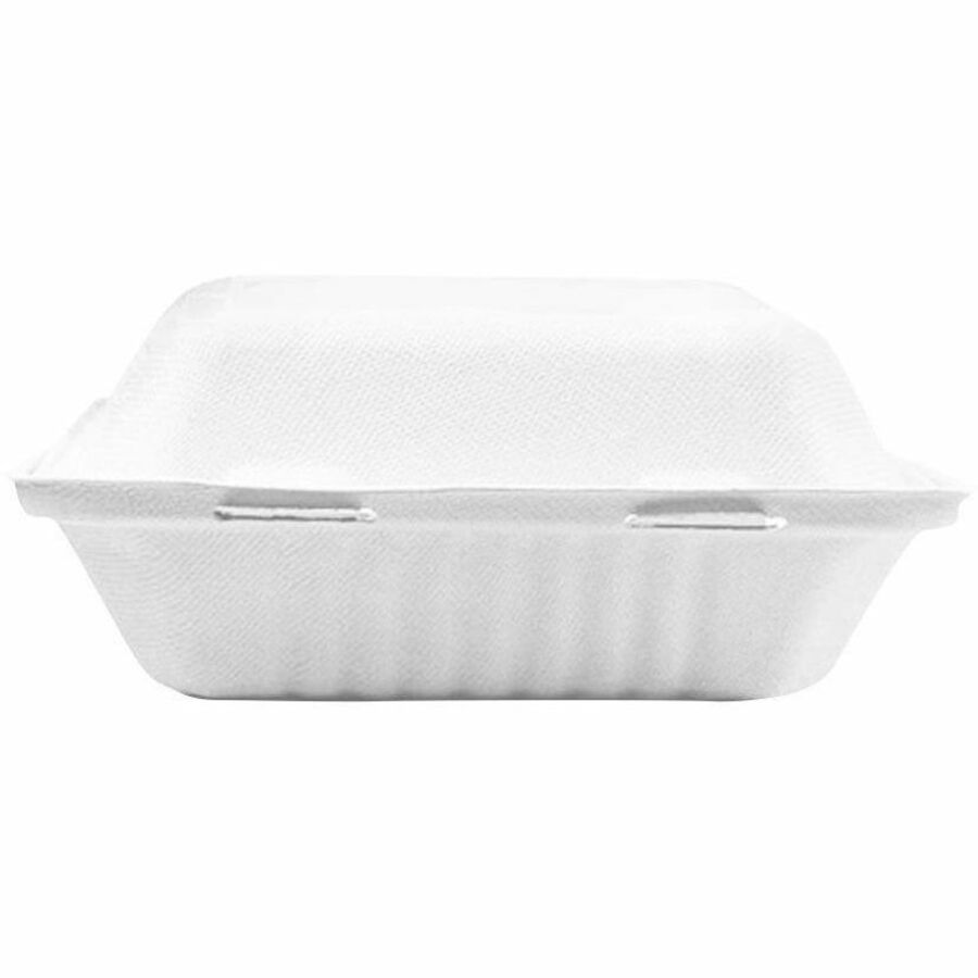 Globe JP905 Sugarcane Fibre Food Containers — Square with Lids, White, 200-Pack