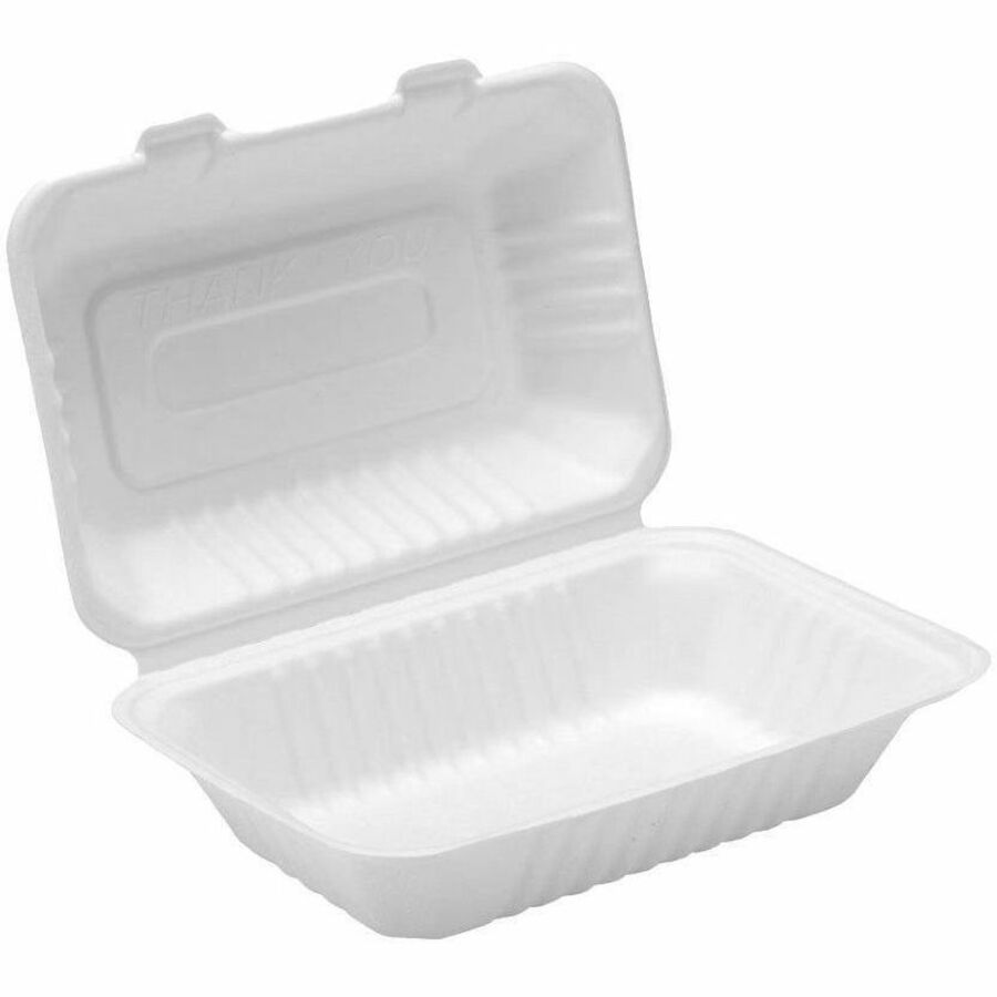 Globe JP904 Sugarcane Fibre Food Containers — Rectangular, White, 200-Pack