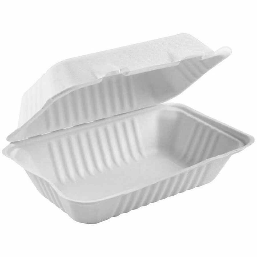 Globe JP904 Sugarcane Fibre Food Containers — Rectangular, White, 200-Pack