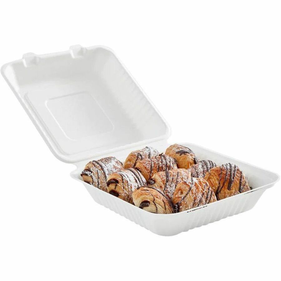 Globe JP902 Sugarcane Fibre Food Containers — White, 200-Pack