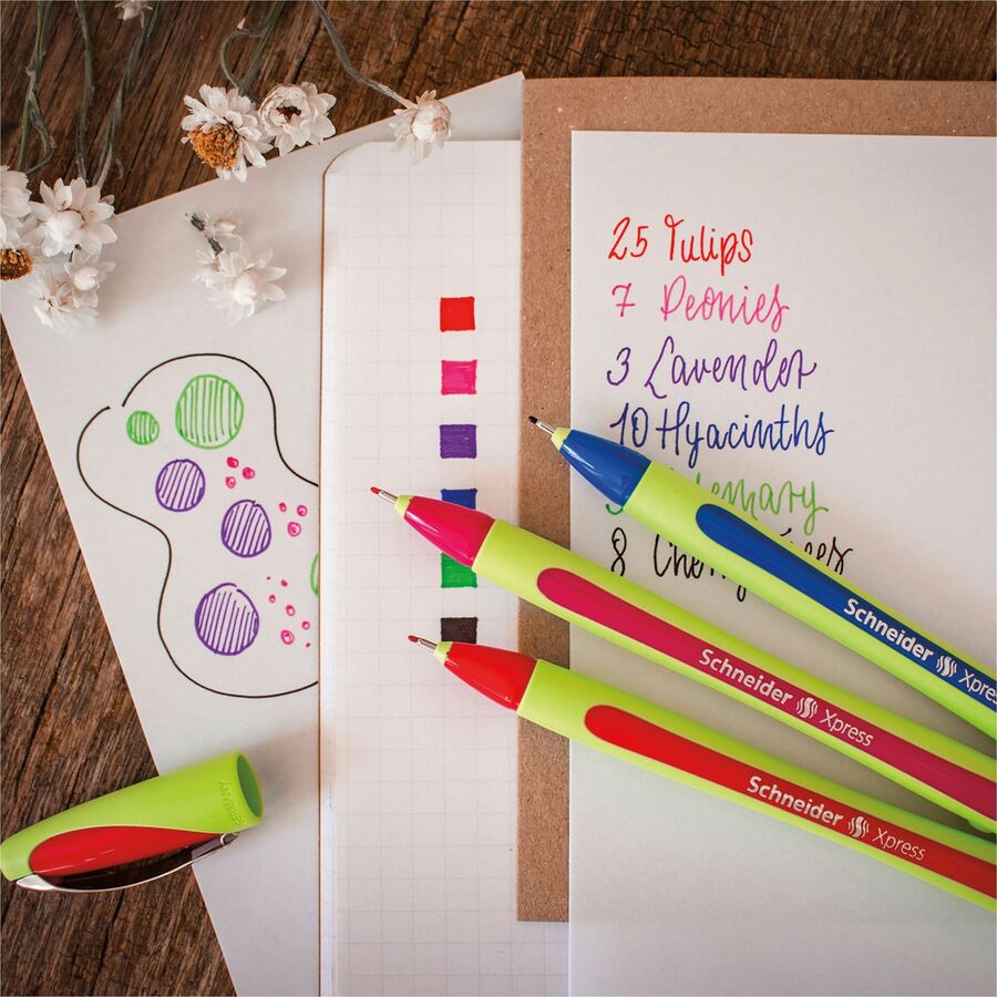 Schneider Xpress fineliner pens, 0.8 mm, assorted 6-pack