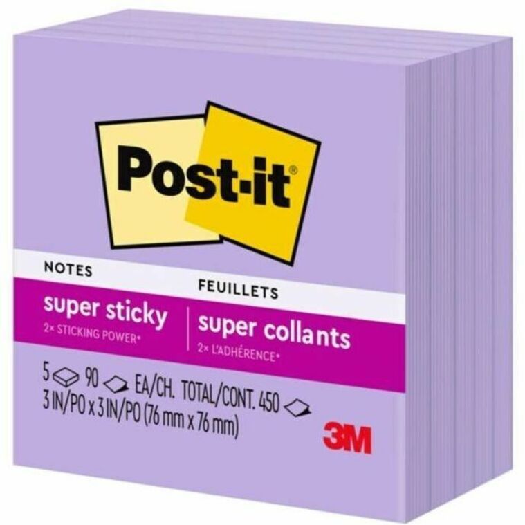 Post-it® Super Sticky Notes 3 in x 3 in, 5 Pads/Pack