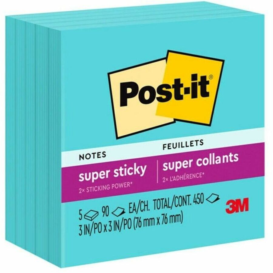 Post-it® Super Sticky Notes 3 in x 3 in, 5 Pads/Pack