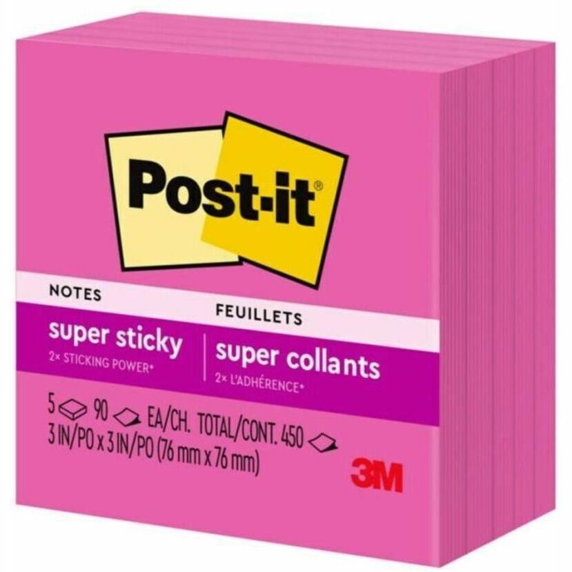 Post-it® Super Sticky Notes 3 in x 3 in, 5 Pads/Pack
