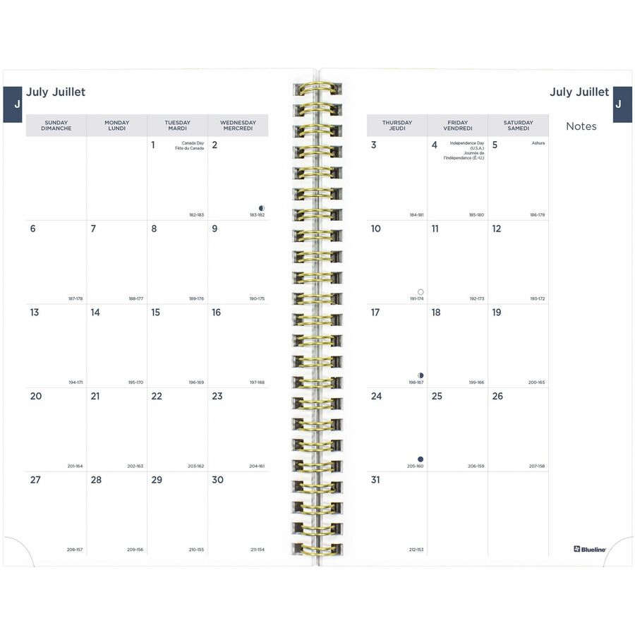 Blueline 2025-2026 Under The Sea 13-Month Weekly/Monthly Academic Planner - July to July - 8" x 5" - Waves - Bilingual