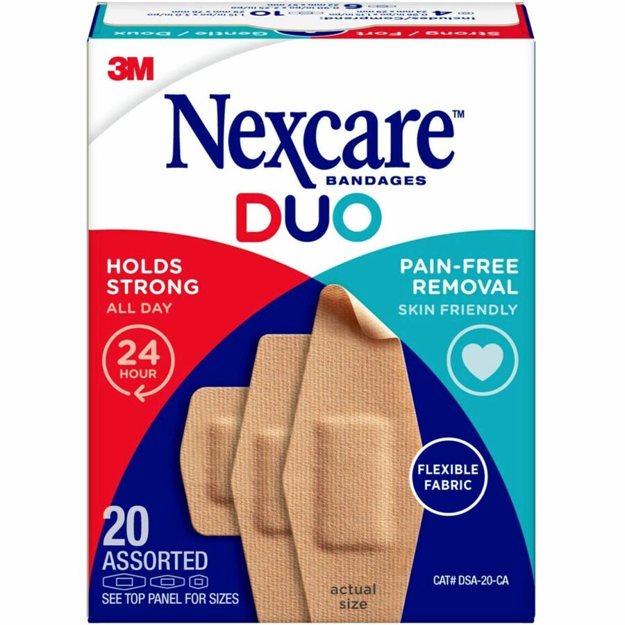 Nexcare Duo Bandages DSA-20-CA, Assorted Sizes, 20/pack