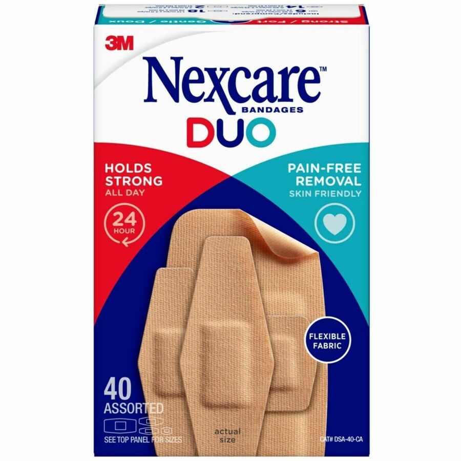 Nexcare Duo Bandages DSA-40-CA, Assorted Sizes, 40/pack