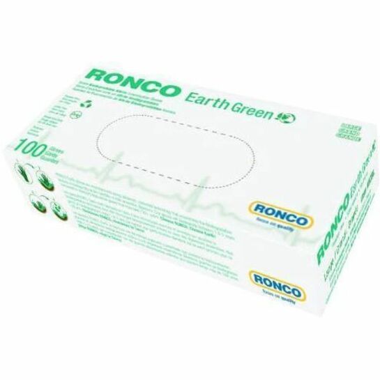 RONCO Earth 939 Green Nitrile Examination Gloves — Small, 100/Box