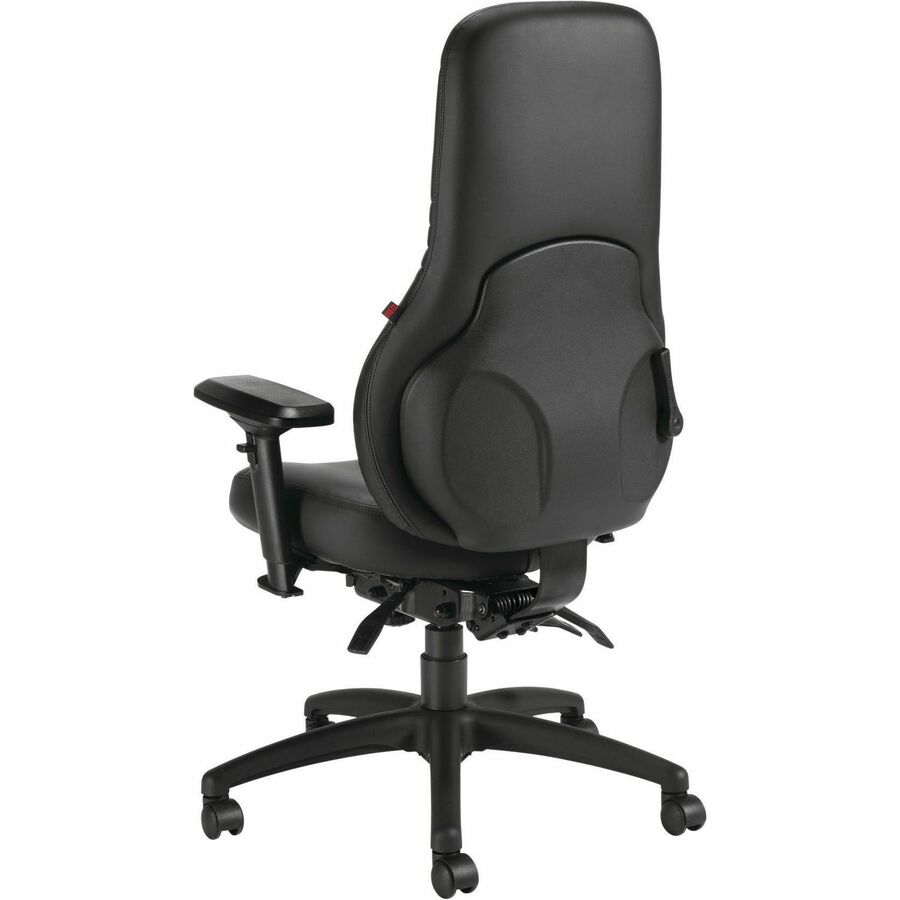 Chaise de bureau ergonomique Ergo Boss Basics – Cuir noir, dossier haut, ergonomique