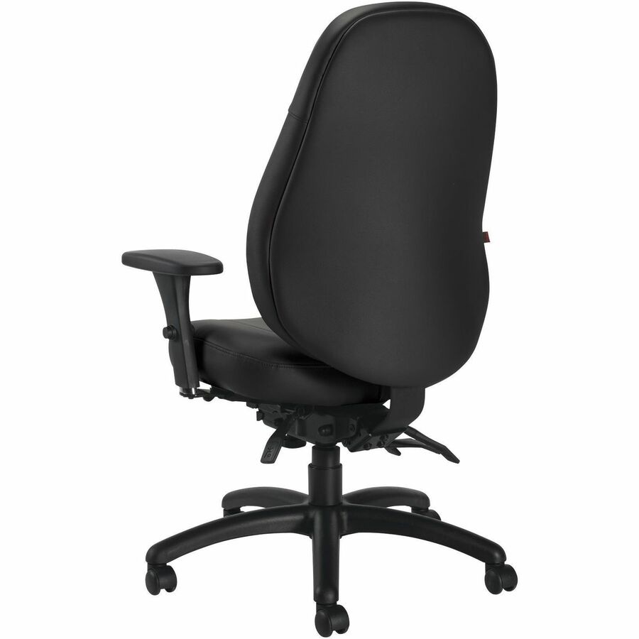 Chaise de gestion Elite OBUSforme Basics – Cuir noir, dossier mi-hauteur, ergonomique