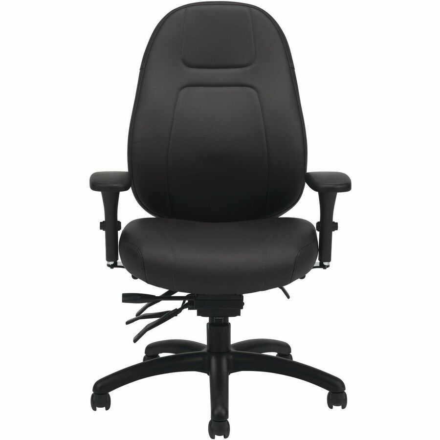 Chaise de gestion Elite OBUSforme Basics – Cuir noir, dossier mi-hauteur, ergonomique