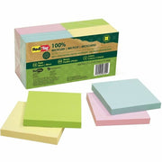 Redi-Tag Blocs-notes repositionnables recyclés — 76 mm x 76 mm, Couleurs pastel assorties