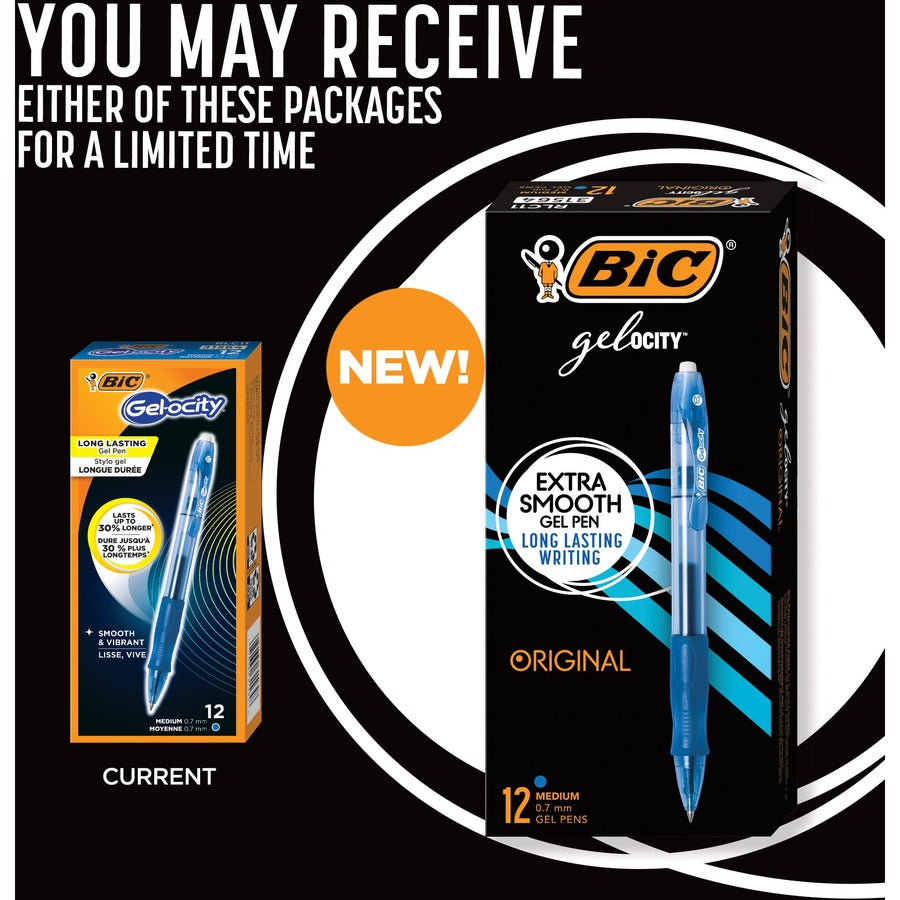Stylo-gel BIC Gel-ocity, rétractable, 0,7 mm, bleu