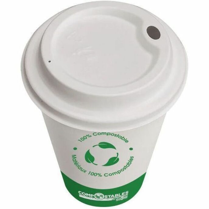 Globe Single-Wall Compostable Paper Cups — 12 oz, White, 50-Pack
