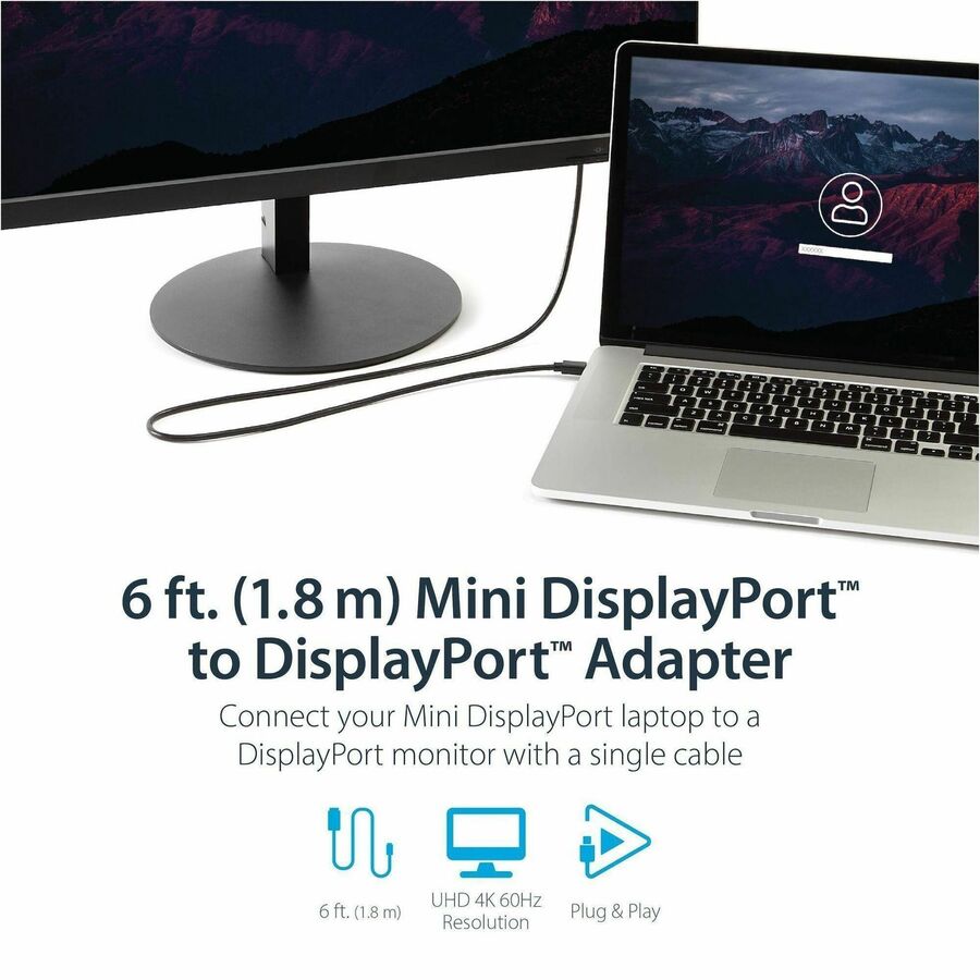 StarTech.com Mini DisplayPort to DisplayPort Cable — 6 ft, 4K