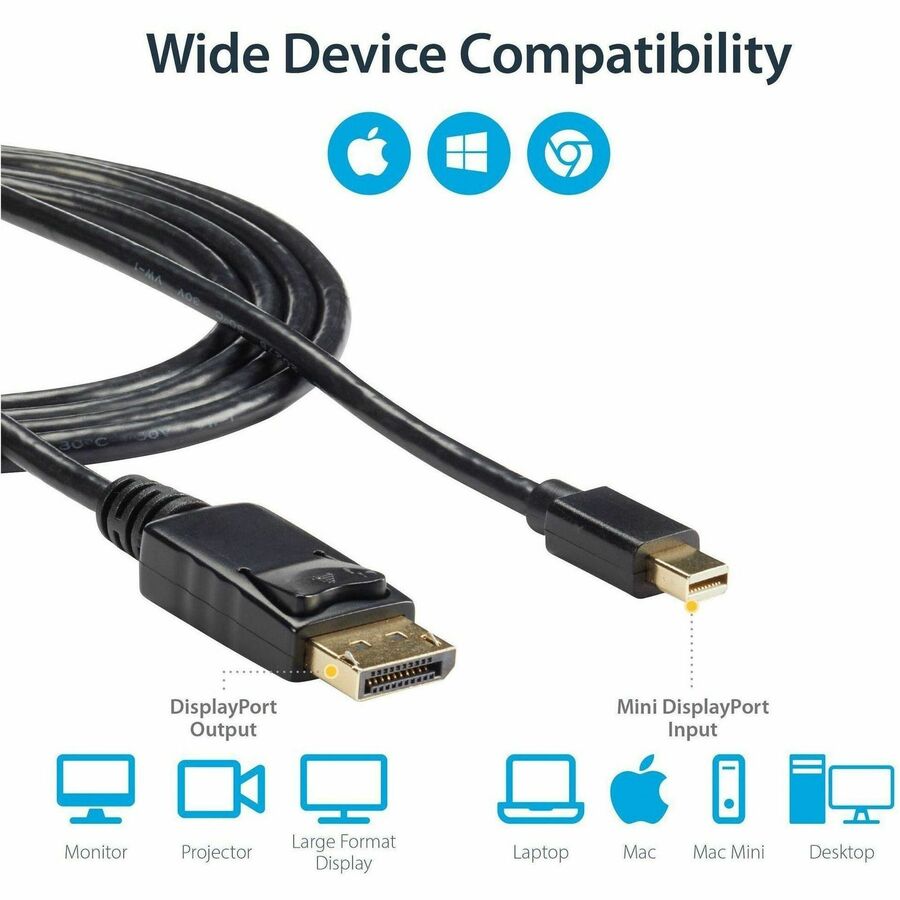 StarTech.com Mini DisplayPort to DisplayPort Cable — 6 ft, 4K