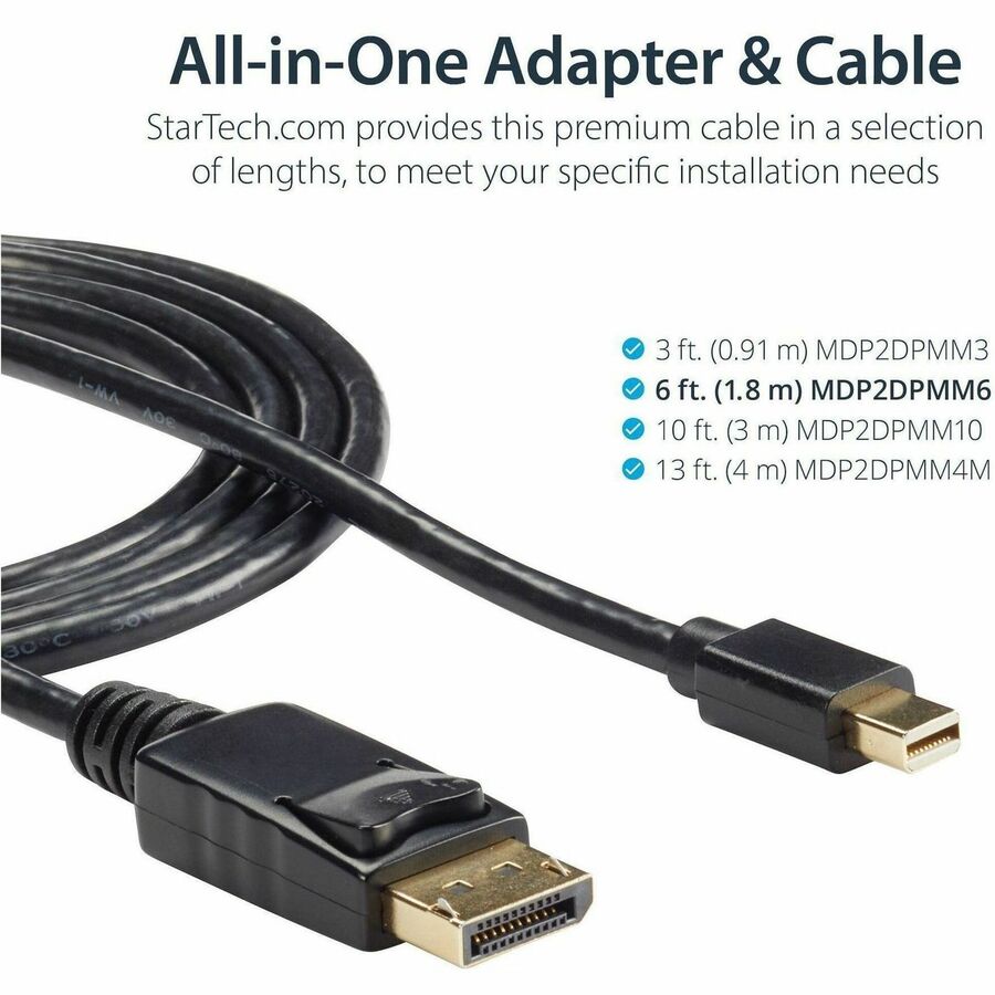 StarTech.com Mini DisplayPort to DisplayPort Cable — 6 ft, 4K