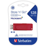 Microban 128GB Store 'n' Go USB Flash Drive - Red