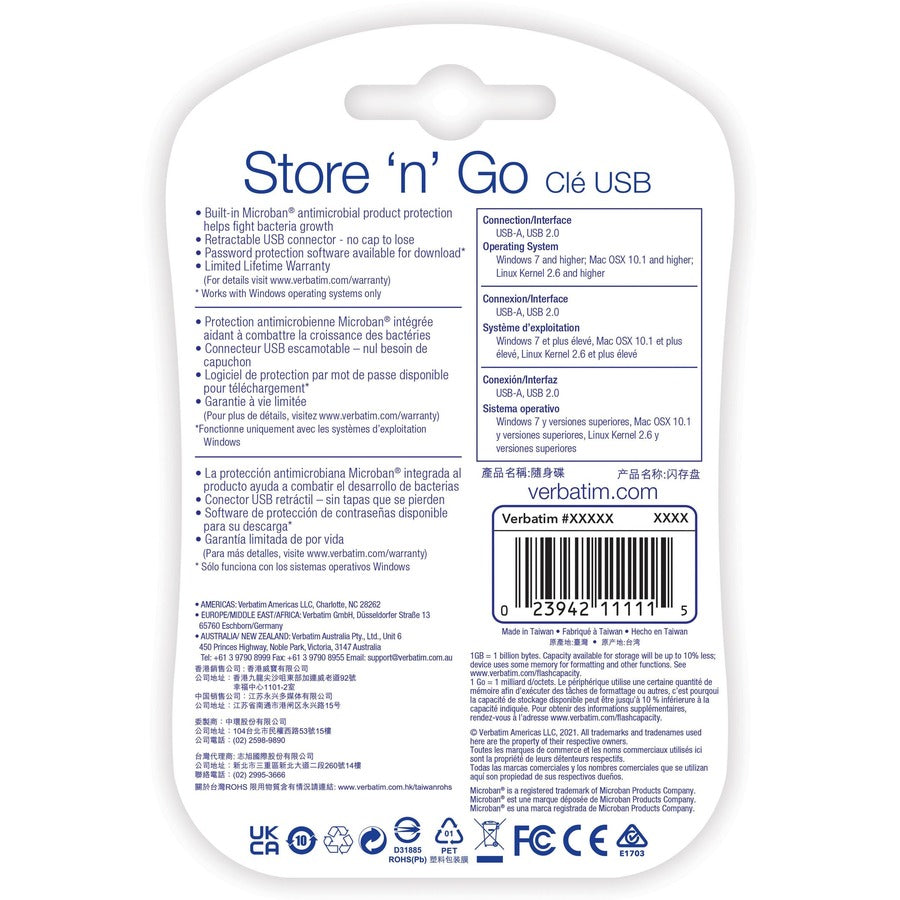 Microban 128GB Store 'n' Go USB Flash Drive - Red