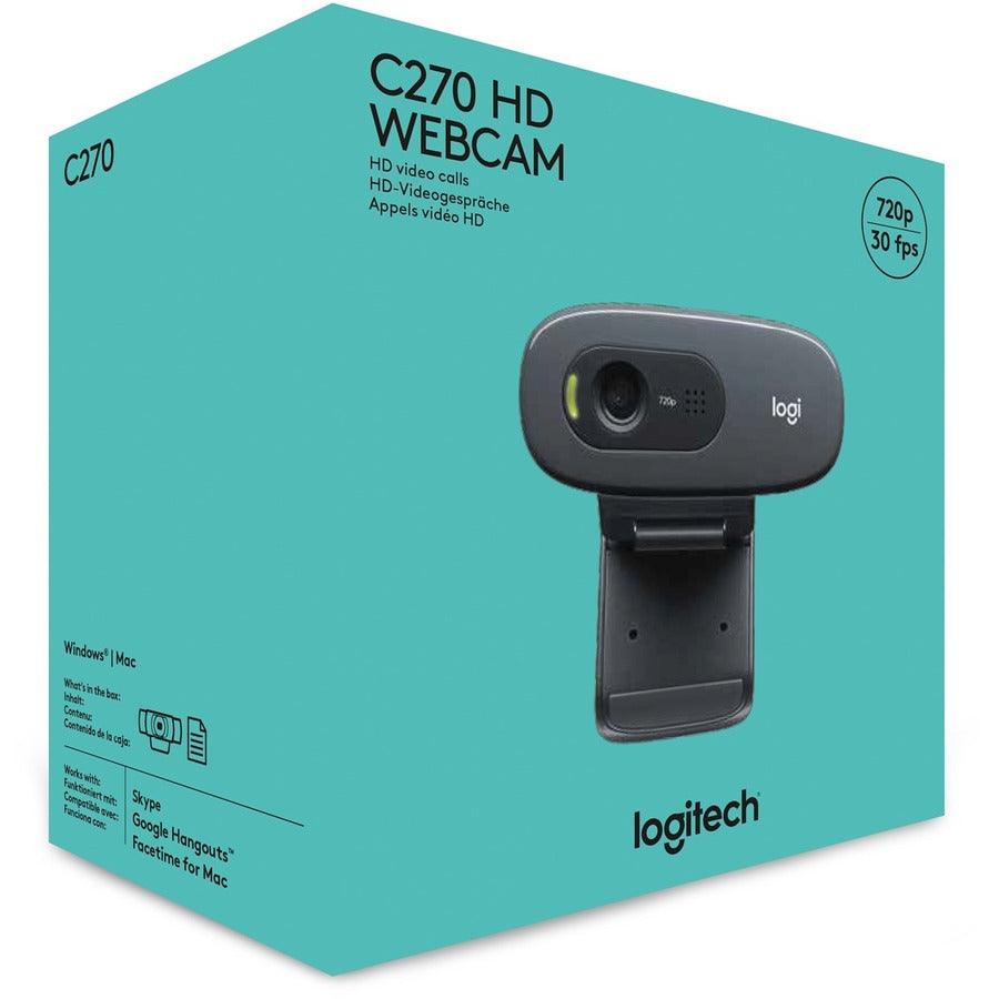 Logitech C270 HD Webcam — 720p, Black, USB