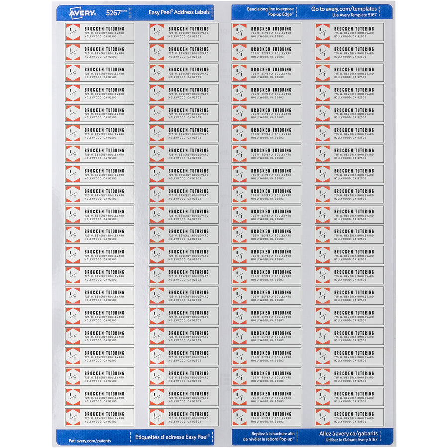 Avery Easy Peel Mailing Laser Labels - 2000-Pack