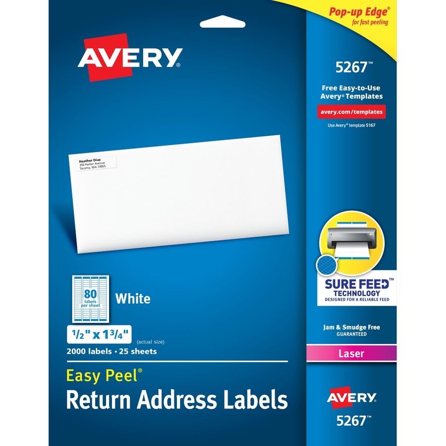 Avery Easy Peel Mailing Laser Labels - 2000-Pack